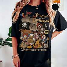 1PC Licensed Cartoon Printed Oversized T‑Shirt, Short Sleeve Tee For Disney Travel Vacations & Theme Parks, 2026 New Style, Ideal For Family Outings Matching Outfits, Unisex For All Ages, High‑Quality Cotton Fabric Soft & Breathable, Vintage Rock‑Themed, The Best Gift For Mens Clothes, Mens Gifts, Hoodies For Men, Black Hoodie, Y2k - Black - View 1
