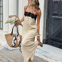 Women Long Dresses - Apricot - View 6