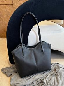 Large Capacity Handbag For Women, New Arrival Minimalist Commuter Shoulder Tote Bag - Black - View 8
