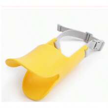 Breathable And Comfortable Pet Muzzle; Prevents Barking, Biting, Scavenging, And Destructive Chewing; Features A Duck-Bill Design; Suitable For Small Dogs. - Yellow - View 9