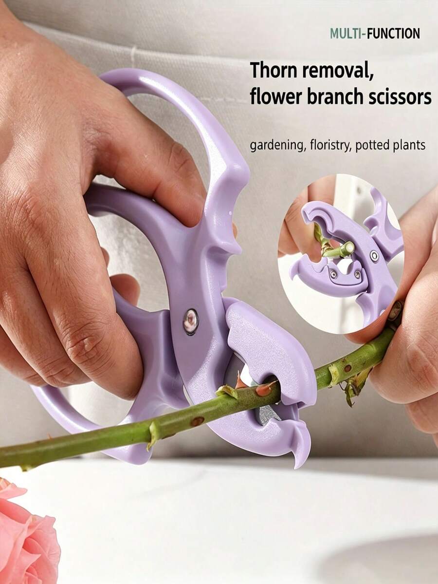 1pc 2-In-1 Floral Shears, Stainless Steel Garden Scissors, Rose Thorn Remover, Suitable For Florists, Floral Arrangement Flower Scissors