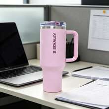 Limited Cherry Blossom Pink Stanley 40oz ProTour Tumbler Muted Pastel Hue Flip Seal Design Long-Lasting Temp Retention Matte Luxury Vibe Ideal Holiday Birthday Gift For Commuters Stylish & Functional - Hồng - Xem 4