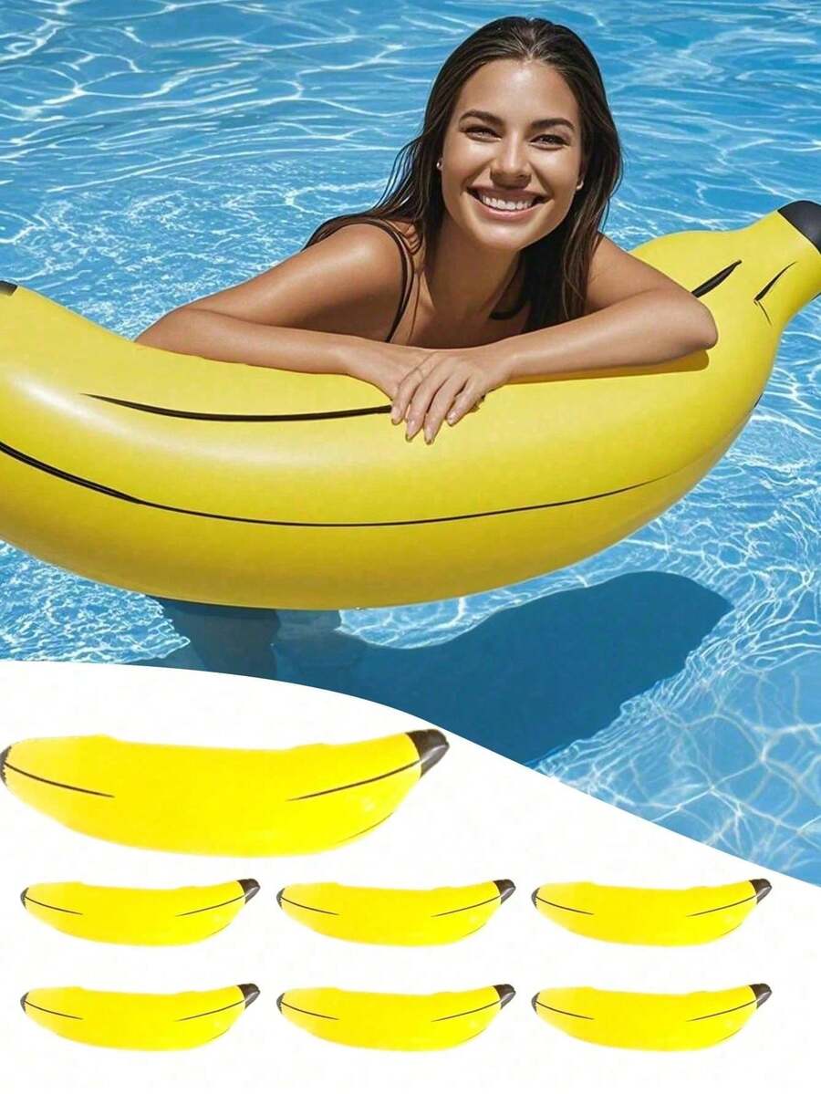 Inflatable Banana Pool Float, Realistic PVC Banana Swim Ring, Giant Large Banana Inflatable Decor, Suitable For Pool Party, Hawaiian Bachelorette Party, Summer Party Decoration And Party Games, 1/2/6/10pcs