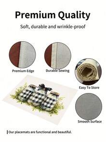 1pc Linen Placemat, Breakfast Mat, Coffee Mat, Coaster, Bowl & Plate Mat, Kitchen Accessory, Easy To Clean Placemat, Suitable For Home, Restaurant, Restaurant Decor, Holiday Gift, Gift For Friends, Multi-Piece Set - Multicolor - View 6