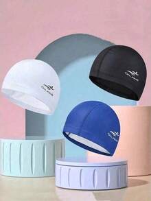 1pc Large Waterproof Swimming Cap For Men And Women - Ear Protection And Perfect For Long Curly Hair - Ideal For Adult Training, Beach Essentials, Beach Accessories, Pool Float - A - View 4