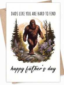 1pc Bigfoot Father's Day Card With Envelope - Funny Mysterious Creature Gift For Dad, Stepdad And Grandpa, Unique Bigfoot Design, Perfect For Father's Day, Blank Inside - A - View 6