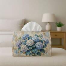 1个蓝色绣球花纸巾盒 - 水彩花卉柔美绽放餐巾纸架,适用于卷巾/面巾纸/餐巾纸,多用途收纳盒,适用于家居/汽车/派对装饰,客厅床头柜 - 多色 - 查看 5