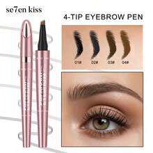 4-Prong Waterproof Eyebrow Pencil, 4 Colors Available, Natural-Looking Liquid Eyebrow Pencil, Waterproof And Sweat-Proof, 4-In-1 Eyebrow Pencil For Precise Brow Definition, Essential For Beginners And Clumsy Hands - Multicolor - View 5