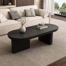 N625P300081S) 119.7*49.8*35.5 Cm Black Modern Minimalist Coffee Table, Living Room Table, Spray Paintable, Oval Table, Sofa Table, Side Table, Coffee Table, Leisure Table Made Of MDF - 黑色 - 查看 5