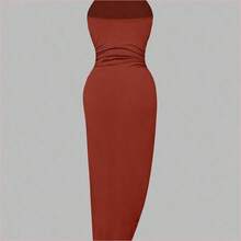 Women Midi Dresses - Red - View 3
