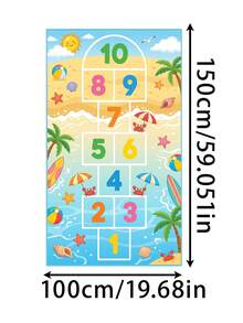 1pc Tropical Beach Digital Hopscotch Game Mat, Hawaiian Style Polyester Rectangular Carpet, Suitable For Hawaiian Vacation, Family Gathering, Spring/Summer Picnic, Adult Group Games, Ocean Theme Party And Cruise Theme Event - Multicolor - View 17