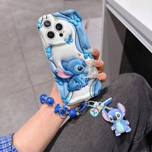 Disney Has Authorized, Phone Case - Chain Set, The Stitch Lilo & Stitch 3D Phone Case Plus A Silicone 3D Stitch Bracelet With Metallic Ring Removable Bracelet, Stitch And Angel Pattern, Compatible With Iphone17/16/15/14/13/12/11/XS/XR/X Plus Pro Max, A Stylish Cartoon Phone Case, The Perfect Gift Choice, Phone Protection, Durable Phone Cover, Great Gift For Friends And Family. - trắng - Xem 6