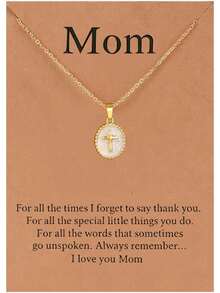 Mom Necklace For Women Tiny Cross Pendant Necklace Gold Plated Mothers Day Birthday Christmas Jewelry Gifts For Mom - Oval Tiny Cross Pendant - View 1