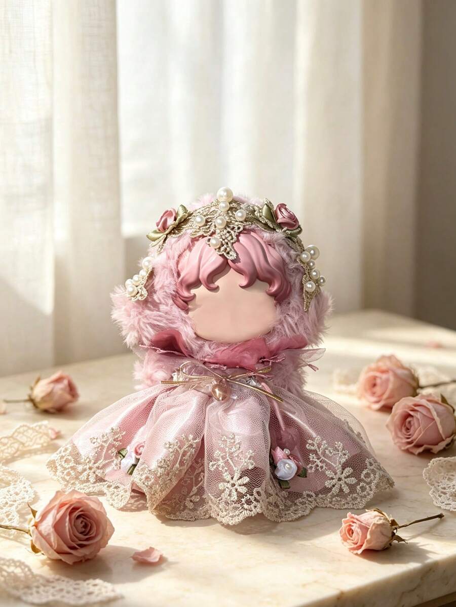 1pc Pearl Lace Dress Set, Suitable For BJD Dolls, Back To School Gift, Birthday/Holiday Gift [Dress Only] - Pink - View 1
