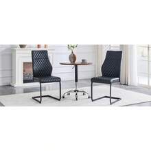 [Set Of 2] Dining Chairs With Diamond Pattern / Set Of 2 Modern Dining Chairs / High Backrest + Comfortable Seat Cushion / Non-Slip And Durable Metal Frame / Suitable For Dining Room, Living Room And Kitchen - 黑色 - 查看 9