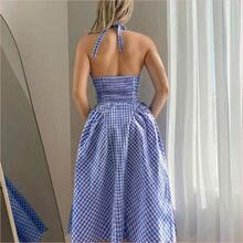 WNS  Vestido casual de mujer con espalda anudada a cuadros - Rosa - Ver 8