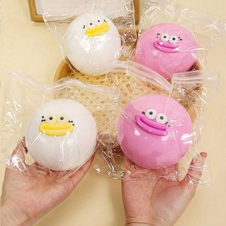 Big Eyes Sausage Mouth Slow Rising Squishy Toy Soft TPR Elastic Fluid Ball Funny Cartoon Stress Relief Fidget Toy Portable Hand Squeeze Decompression Toy Cute Novelty Play Gift Random Color Kids Adult Anxiety Relief Party Favor Bag Filler - 彩色 - 查看 1