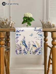 1pc French Countryside Style Lavender Print Table Runner, Modern Dining Table Mat, Rectangular Tablecloth, Machine Washable, Suitable For Kitchen, Dining Table, Party, Wedding Decor, Vintage, Entryway, Family Gathering, Coffee Table, Living Room - Multicolor - View 4