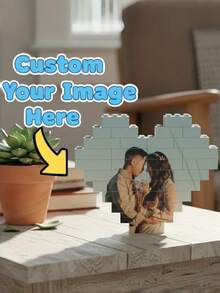 Customized Photo Heart-Shaped Building Blocks, Adult Puzzle, Personalized Heart-Shaped Photo Frame Decor, Special Gift For Dad, Mom, Grandparents, Friends On Holidays, Suitable For Various Desktop Decorations, Creative Design For Christmas, Father's Day, Mother's Day, Valentine's Day, Anniversary, Unique Memorabilia, Family Collection - Multicolor - View 1