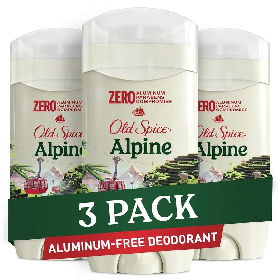 Old Spice Aluminum Free Deodorant For Men, 24/7 Lasting Freshness Long Lasting Scent, 24/7 Sweat Odor Protection, Alpine With Hemp Seed Oil + Green Tea Scent, 3.0 Oz (Pack Of 3) - 預設香味類型 - 查看 1