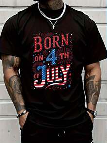 100% Cotton Vintage 4th Of July Legends Are Born In July Men Women T-Shirt Casual Short Sleeve Shirt Women's Men Graphic Tee - 黑色5 - 查看 1
