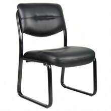 Boss B9539 Leather Sled Base Side Chair - Negro - Ver 1