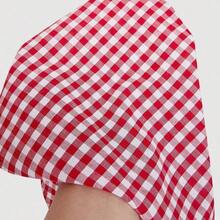 WNS  MOD Vestido mini con tirantes cruzados y fruncidos en estampado de cuadros rojos y blancos para mujer - Rojo y blanco - Ver 11