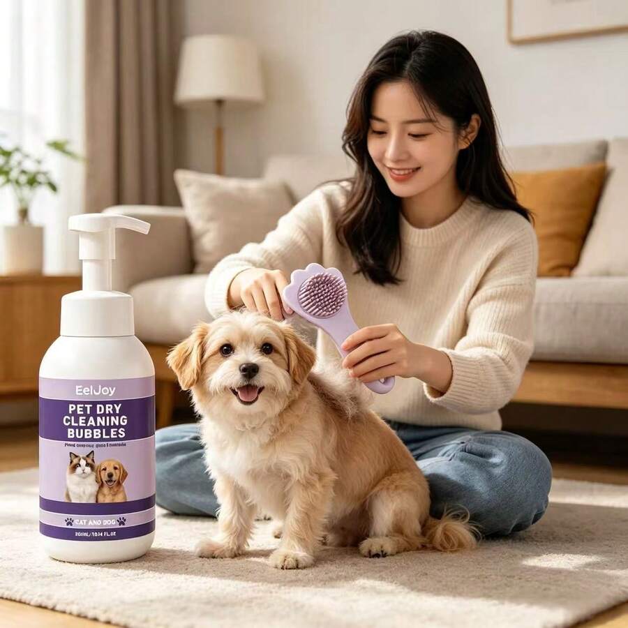 Waterless Pet Shampoo With Brush, Suitable For Cats And Dogs, Cleans Odor, Smooths Fur, Fresh And Protective, Quick-Drying - one-size - View 1