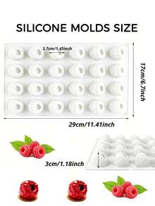 Raspberry Silicone Mold, 24-Cavities Raspberry Fruit Molds For Mousse Cupcake Desserts, 3D Fruit Shaped Mold For Chocolate Candy Mousse Ice Non-Stick Fruit Mold For Homemade Soap Wax Melt Candle - Multicolor - View 7