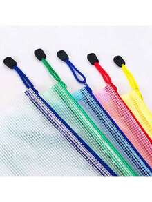 1/7/14pcs Waterproof Zipper Pouches, A5 Size, Mesh Plastic Bags, Suitable For Stationery, Receipts, Cosmetics, Etc., 5 Colors Available Back To School, School Supplies - Multicolor - View 6