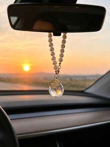 Colgante de bola de cristal de acrílico para coche, decoración colgante para el espejo retrovisor, accesorio de adorno de perla para el interior del coche - A - Ver 6