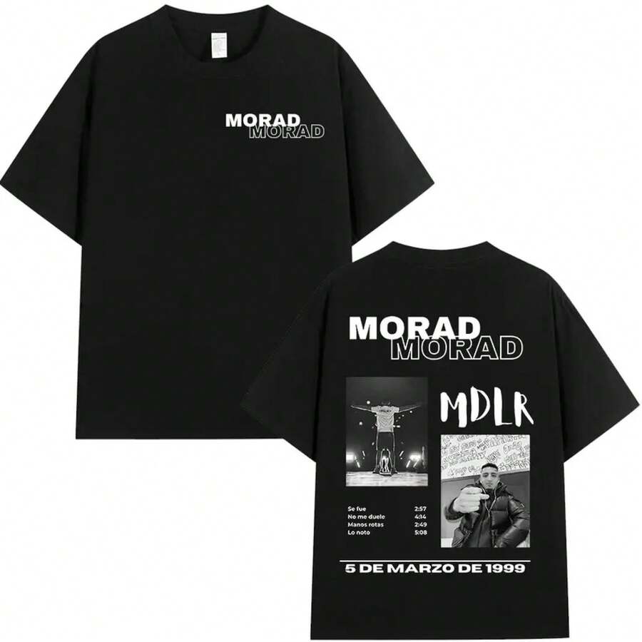 T-shirt dell'album tour MDLR del rapper Morad, in cotone di alta qualità, maglietta da uomo e donna, moda hip-hop, maniche corte, streetwear - Q09532-Nero - Visualizzare 1