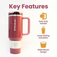 Stanley Limited Shimmer Rose Quartz Pink 40oz Quencher ProTour Tumbler Pastel Shimmer Hue One-Hand Flip Straw Leakproof Tech Double-Wall Vacuum Insulation 2-Day Ice Retention Matte Anti-Fingerprint Commute Office Outdoor Travel Mug - 乾枯玫瑰色 - 查看 4