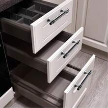 10pcs Premium Stainless Steel Handles - Vintage Style, Suitable For Cabinets, Drawers And Sliding Doors, Durable, Brushed Metal Finish - Black - View 4