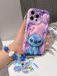 Disney Has Authorized, Phone Case - Chain Set, The Stitch Lilo & Stitch 3D Phone Case Plus A Silicone 3D Stitch Bracelet With Metallic Ring Removable Bracelet, Stitch And Angel Pattern, Compatible With Iphone17/16/15/14/13/12/11/XS/XR/X Plus Pro Max, A Stylish Cartoon Phone Case, The Perfect Gift Choice, Phone Protection, Durable Phone Cover, Great Gift For Friends And Family. - trắng - Xem 4