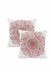 2 Pcs Boho Tropical Print Super Soft Pillow Covers Neutral Earthy Style Square Hidden Zipper Decorative Pillow Cases For Home Sofa Couch Living Room(No Filling) - Pink - View 5