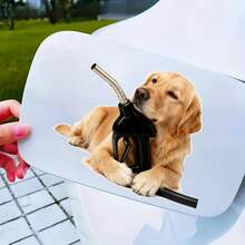 1片趣味自黏可愛黃金獵犬鼓勵防水耐用乙烯基貼紙，適用於汽車、卡車、摩托車油箱蓋 - A - 查看 5