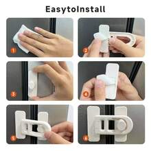2 piezas Cerraduras de para niños, Cerradura de refrigerador, Cerradura de cajón, Cerradura anti-apertura de puerta de gabinete, Cerradura de horno y microondas, Protección para bebés - Multicolor - Ver 4
