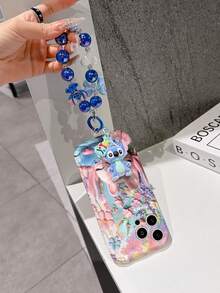 Disney Has Authorized, Phone Case - Chain Set, The Stitch Lilo & Stitch 3D Phone Case Plus A Silicone 3D Stitch Bracelet With Metallic Ring Removable Bracelet, Stitch And Angel Pattern, Compatible With Iphone17/16/15/14/13/12/11/XS/XR/X Plus Pro Max, A Stylish Cartoon Phone Case, The Perfect Gift Choice, Phone Protection, Durable Phone Cover, Great Gift For Friends And Family. - 白色 - 查看 3