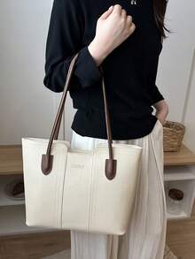 Nueva llegada Bolso de hombro versátil de unicolor de lujo para mujer - Blanco - Ver 4