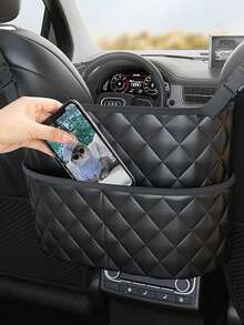 1pc Large Capacity PU Car Seat Back Organizer Net Bag. Multi- Functional Storage Bag For Phone, Cosmetics, Wallet, Key And Other Accessories - A - View 11