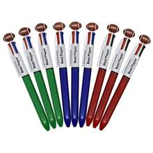 12 PCS Multicolor Rugby Football Ballpoint Pen Retractable 4 In 1 Colored Pens Cool Ball Sports Pen 4 Color Pens For School Students Party Office - Red Green Blue - 查看 6