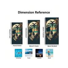 1pc Day Of The Dead Sugar Skull Floral Print Beach Towel, Sand Free Quick Dry Absorbent Microfiber Pool Towel, Lightweight Summer Travel Swimming Beach Accessory - K - View 3
