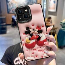 Disney Mickey & Minnie Mouse Shockproof Phone Case, Plush‑Style Wine Glass Heart Texture, Compatible With IPhone 17,16,15,14,13,12,11 Pro, Pro Max, Plus, Perfect Gift For Birthday, Holiday, Valentine's Day For Family, Friends, Boyfriend & Girlfriend - màu đen - Xem 2