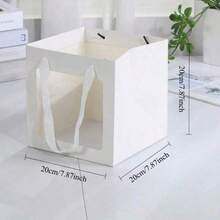 12 túi giấy Kraft vuông 15*15*15cm có cửa sổ trong suốt, túi cầm tay đóng gói nhu yếu phẩm hàng ngày, hộp quà sinh nhật, túi giấy đựng chậu cây nhỏ và hoa, phù hợp cho sinh nhật, đám cưới, Valentine, Lễ Phục sinh - quảng trường - Xem 6