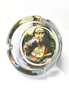 3.34-Inch Round Creative Pattern Glass Ashtray, Cartoon Theme Ashtray Decor, Home Decoration Ashtray, Holiday Gift For Friends - Creative Patterns - View 5