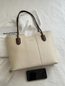 Nueva llegada Bolso de hombro versátil de unicolor de lujo para mujer - Blanco - Ver 7