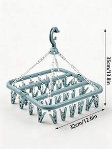 1pc Multi-Function Foldable Detachable Drying Rack, Clothesline With Clips For Socks, Underwear, Suitable For Bedroom, Bathroom, Balcony, Wardrobe, Essential For Back To School - Grey - View 14