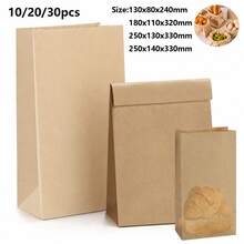 10/20/30pcs Brown Kraft Paper Lunch Bags, Suitable For DIY, Lunch, Bread, Sandwiches, Candy, Snacks, Small Brown Paper Bags - View 7