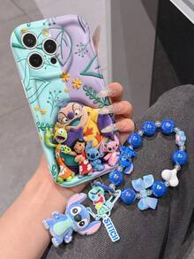 Disney Has Authorized, Phone Case - Chain Set, The Stitch Lilo & Stitch 3D Phone Case Plus A Silicone 3D Stitch Bracelet With Metallic Ring Removable Bracelet, Stitch And Angel Pattern, Compatible With Iphone17/16/15/14/13/12/11/XS/XR/X Plus Pro Max, A Stylish Cartoon Phone Case, The Perfect Gift Choice, Phone Protection, Durable Phone Cover, Great Gift For Friends And Family. - trắng - Xem 2